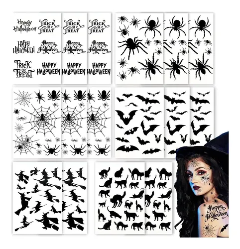 Tatuajes Temporales De Halloween, 12 Láminas De Calabazas Y Fantasmas, Impermeables Y Seguros Para Niños Y Adultos