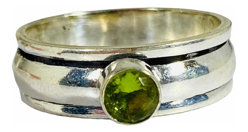 Anillo Plata India Spinner Peridoto Natural Hombre / Mujer