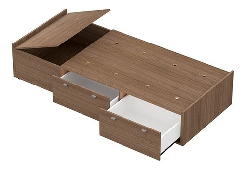 Plataforma Cama Box 1 Plaza Con Cajones Y Guarda Almohada 