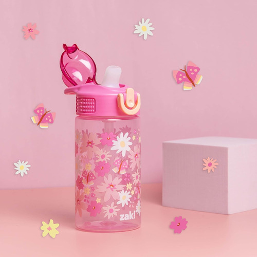 Zak Designs Botella Diseño De Minecraft, Plástico 16 Y 25 Oz Flower Power 16 Onza