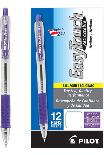 Bolígrafo Lapicera Pilot Easytouch Tinta Morada, Paquete De