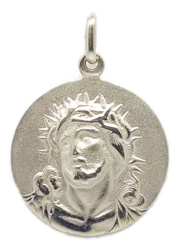 Medalla Ecce Homo Jesús - Plata Blanca - Grabado - 18mm