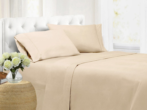 Imagen 5 de 9 de Juego De Sabanas Soft - Queen Size - Tacto Suave Color Crema