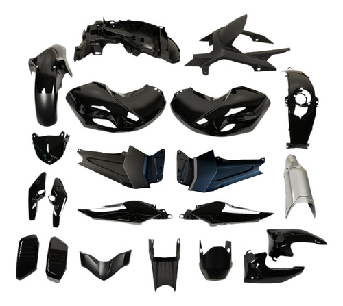 Kit De Plasticos Completo Para Yamaha Fz16 Negro Mtc