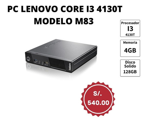 Cpu Lenovo Core I3 4ta Gen 4gb 128 Solido 