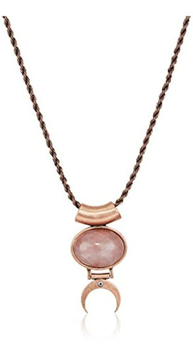 Collar Con Colgante De Cuarzo Rosa 22.0 in, Marca Pyle