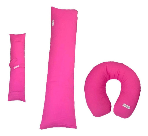 Kit Almofada Para Pescoço Silicone + Capa Cinto De Segurança Cor Pink