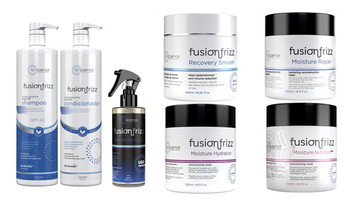 Fusion Frizz Sh E Cond + 3 Máscaras + Mir Rec + Recov Smooth