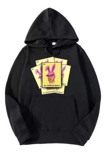 Buzo Canguro Bad Bunny Conejo Malo Cartas Unisex