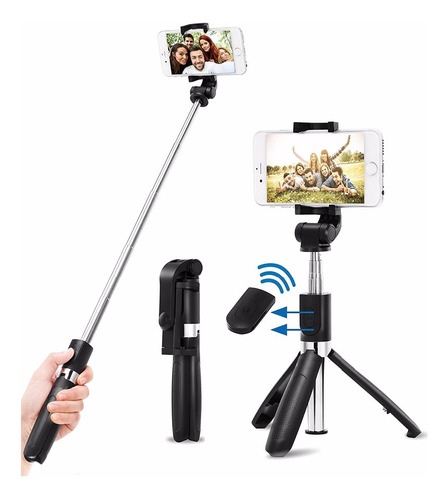 Kit Monopod Bluetooth + Tripode Baston Palo Selfies Celular