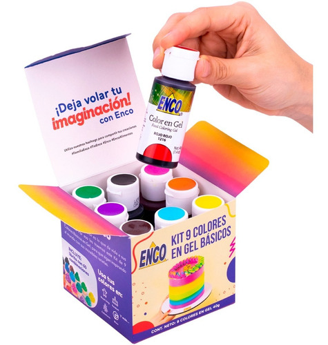 Kit Colorantes Gel Enco Colores Básicos 40g 1.4oz Reposteria