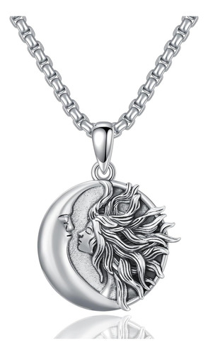 Collar Con Colgante De Luna Lattd De Plata De Ley 925, Joyer