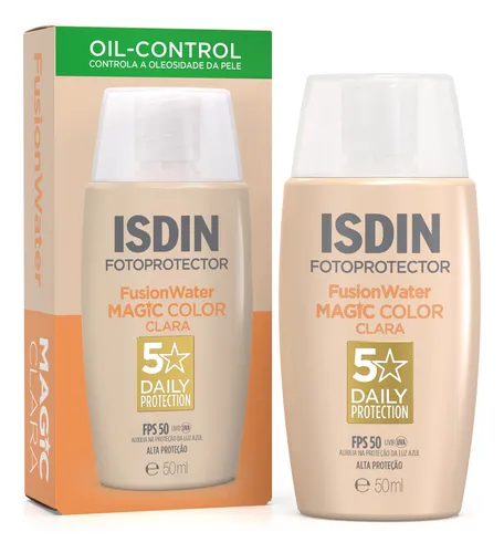 ISDIN Protetor Solar Facial Fusion Water Magic Color FPS 50 – Cor Clara - 50ml