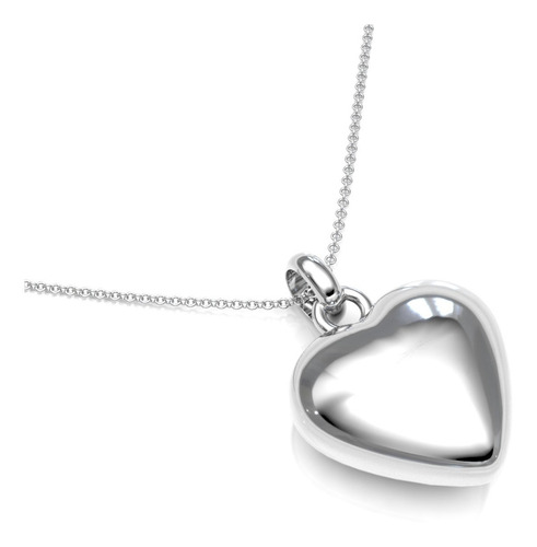 Imagen 2 de 9 de Collar De Plata 925 Dije De Corazón Abombado Mujer Agálea