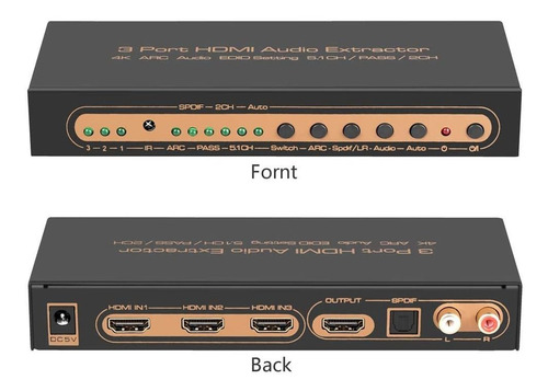 Interruptor Hdmi 3x1 Con Salida De Audio Toslink Optical ...