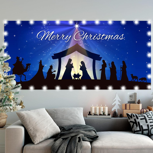 Preboun Cartel De Navidad Religiosa Para Puerta De Garaje Co