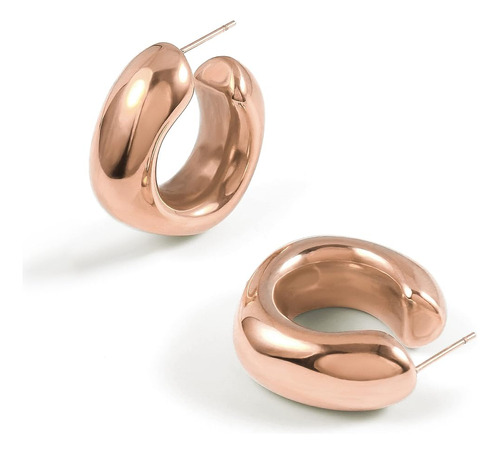 Conran Kremix Chunky Rose Gold Hoops Pendientes Para Mujer G