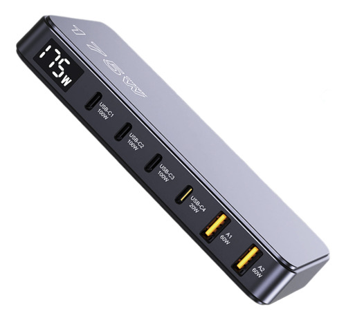 Carregador De Mesa 175w Turbo 4 Usb-c 2 Usb-a E 2 Cabos 100w