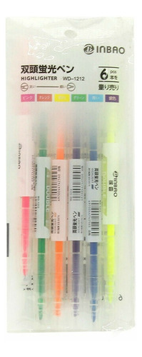 Imagen 2 de 4 de Pack 6 Resaltadores Inbao Colores Resaltador