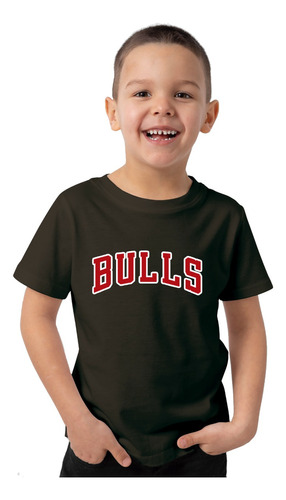 Remera Niño Algodon Negra Basket Nba Chicago Bulls 