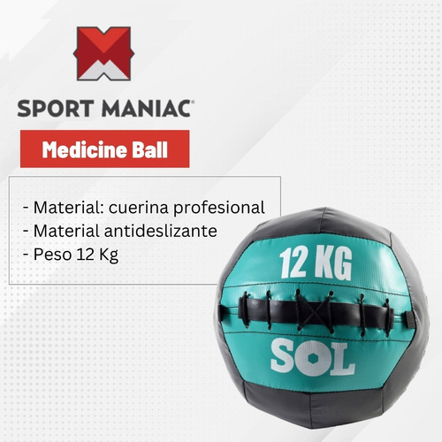 Pelota Con Peso Medicine Ball 12 Kg Sol Fitness