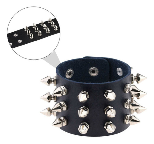 Brazalete Cúspide Con Tres Hileras De Púas De Estilo Punk