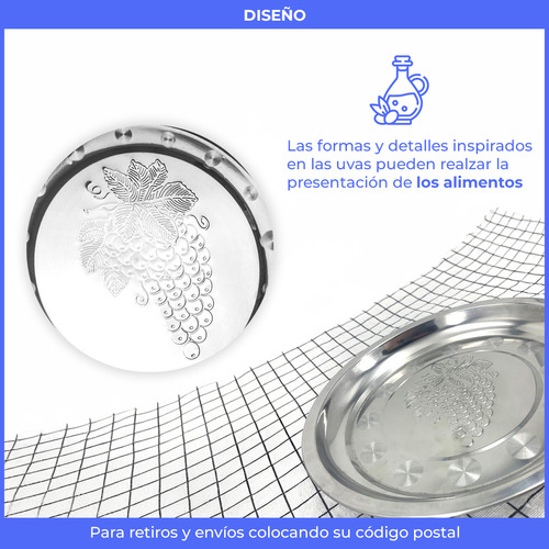 Pack X 10 Fuentes Bandeja Redonda Acero 35 Cm Gastronómica
