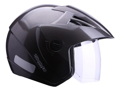 Capacete para moto  aberto com viseira EBF Capacetes Thunder Open  Solid  preto-brilho tamanho M 