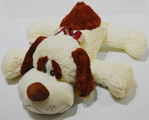 Peluche Perro Bonito Acostado Con Moño Grande 60cm