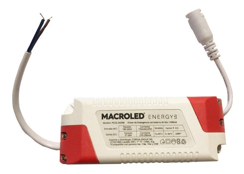 Macroled kit emergencia driver universal para panel led Autonomia 2hs color blanco