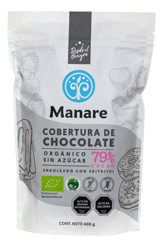 Cobertura Chocolate Sin Azúcar 79% Cacao Orgánico - Manare