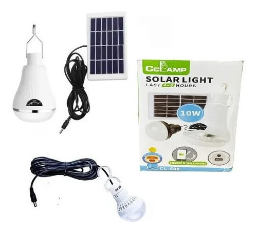 Ampolleta 10w Solar 6 Horas Luz + Panel Solar + Usb