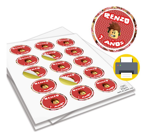 Kit Imprimible Sticker Circulo Multiuso Roblox Niño