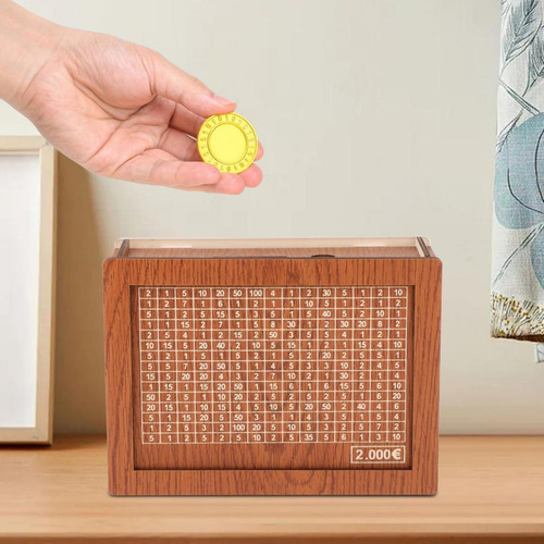 Hucha De Madera Con Contador De Motivación 2000euros