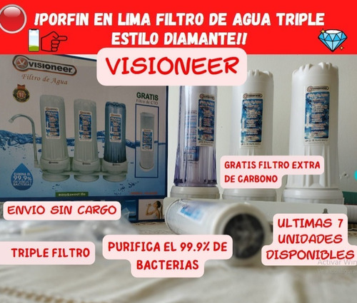 Filtro Agua 3 Etapas, Purificador Visioneer Metalico