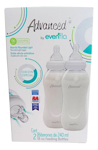 Set Mamadera Advanced Evenflo 240ml Blanco Accesorios Febo