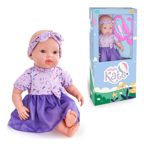 Brinquedo Boneca Kate Dodói Em Pé Com Acessórios Lilás