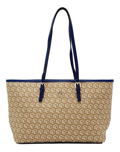 Imagen 1 de 7 de Bolsa Hpc Polo Tote Signature Beige Con Azul
