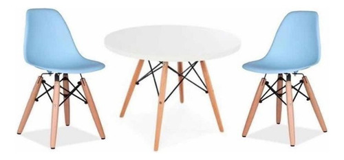 Combo Mesa Eames + 2 Sillas Eames Kids Niños Blanco