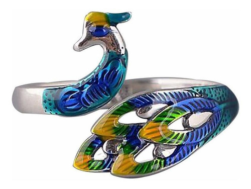 Anillo Tejer Ajustable Ala Avanzada Pavo Real Abierto