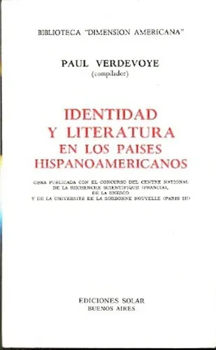 Identidad Y Literatura En Los Paises Hispanoamerican, De Verdevoye, Paul. Editorial Solar En Español