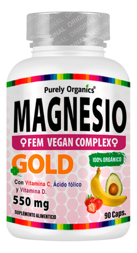 Magnesio Natural Women Complex -para Mujeres, Organic 90 Cap Sabor Sin sabor