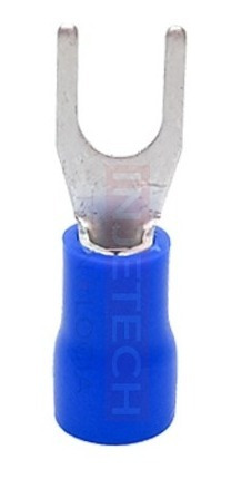 Imagem 3 de 5 de Kit Terminais Pré Isolados Forquilha Garfo Azul 2,5mm 100pçs