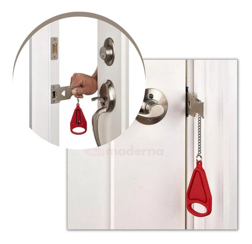 Imagen 4 de 7 de Cerradura Tranca Puertas Portátil Para Hogar Viajes Hotel M®