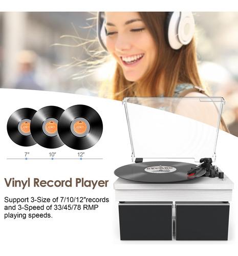 Wockoder Player Para Vinilo Con Altavoces, Tocadiscos De De