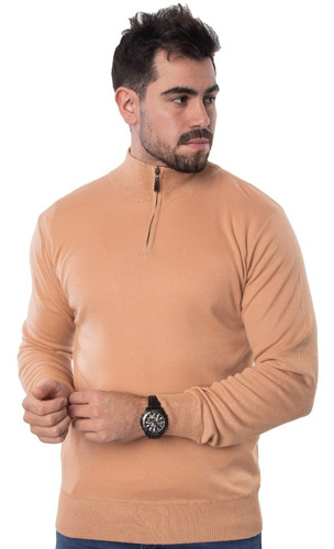 Imagen 1 de 5 de Sweater Hombre Tipo Polera Medio Cierre De Hilo Importado