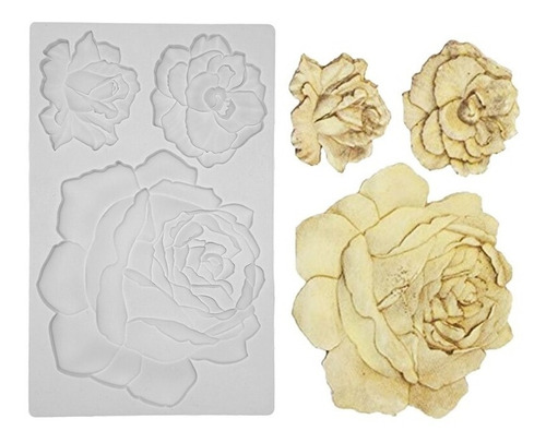 Molde Silicona Floral 3 Rosas - Repostería Resina Artesanal Color Colores