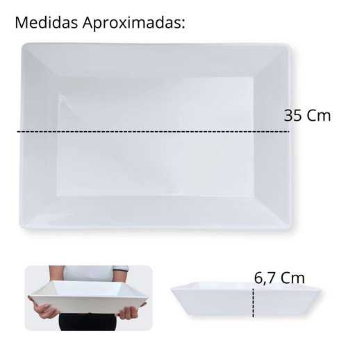 5 Tigelas 35 Cm Retangular Funda Para Buffet Melamina