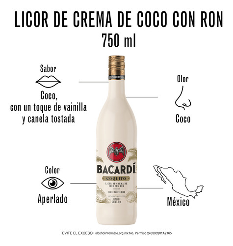 Bacardí Coquito, Licor De Crema De Coco Con Ron De 750 Ml