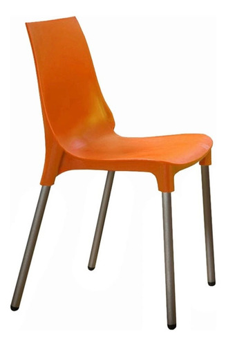 Silla Plastica Reforzada Apilable Rossi Naranja Int Y Ext